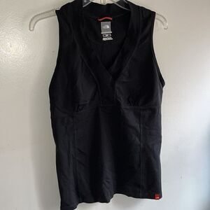 LIKE NEW WOMENS LARGE BLACK THE NORTH FACE V-NECK TANKTOP WITH MESH